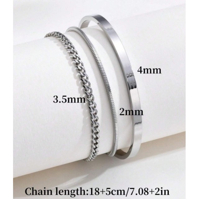 Komplet 3 moških zapestnic iz nerjavečega jekla