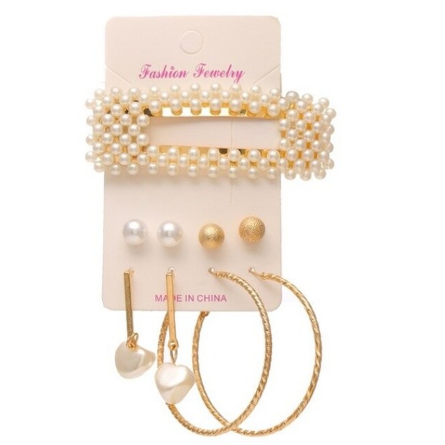 Akcijski komplet z uhančki in špangico, v zlati barvi