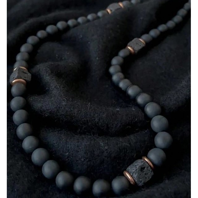 Moška verižica iz mat črnega kamna