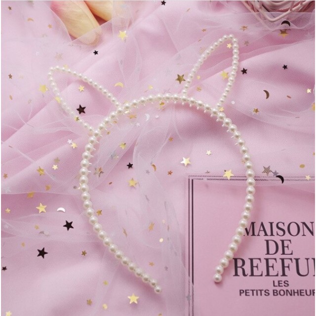 Bel obroček za lase s perlicami, ZAJČEK