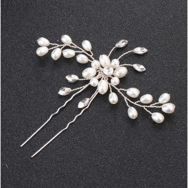 Poročna lasnica s perlicami 2 v kompletu