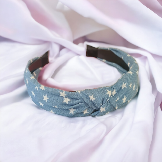 Komplet 2 jeans obročkov za lase z zvezdicami