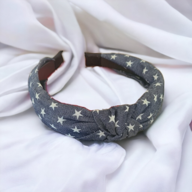 Komplet 2 jeans obročkov za lase z zvezdicami