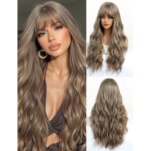 Dolga valovita lasulja rjava blont prameni