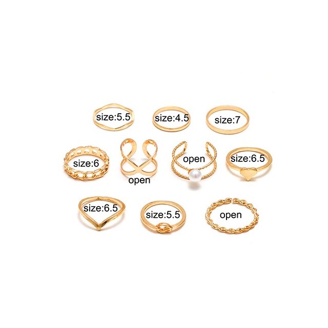 10 delni set prstanov v zlati ali srebrni barvi 9910