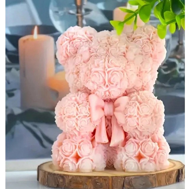 Silikonski kalup za sveče ali mila v obliki medvedka s pentljo