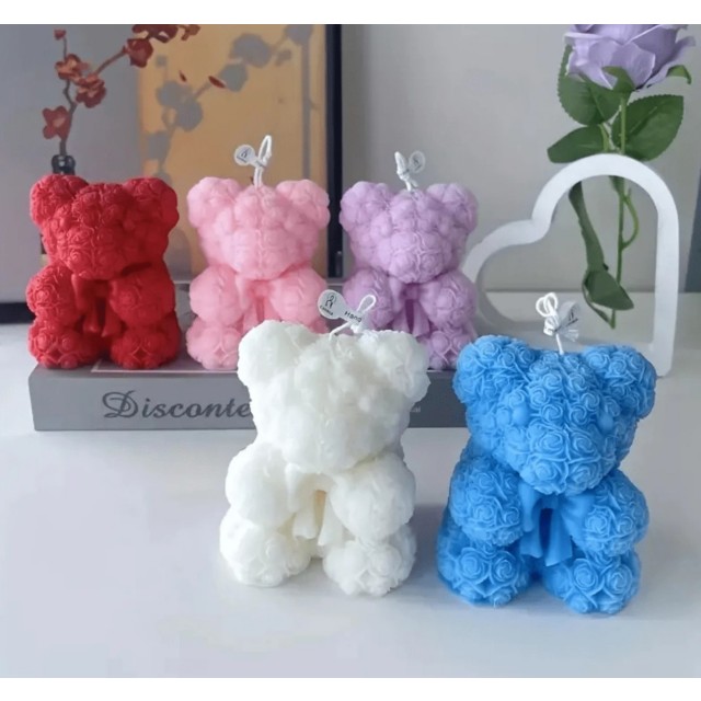 Silikonski kalup za sveče ali mila v obliki medvedka s pentljo