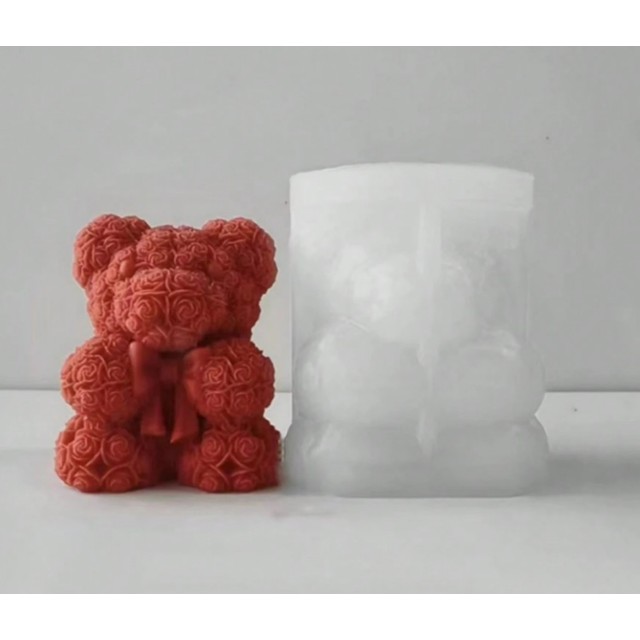 Silikonski kalup za sveče ali mila v obliki medvedka s pentljo