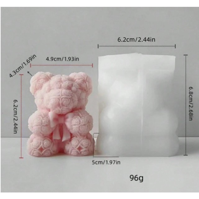 Silikonski kalup za sveče ali mila v obliki medvedka s pentljo