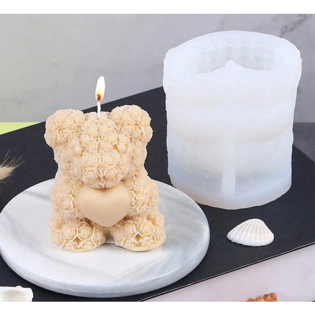 3D silikonski kalup v obliki medvedka s srčkom