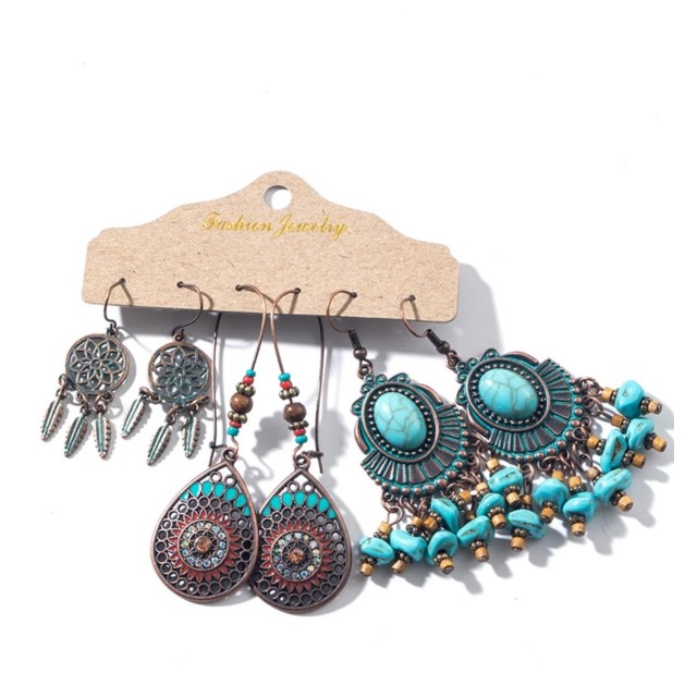 Komplet 3 parov uhančkov bohem EO22007