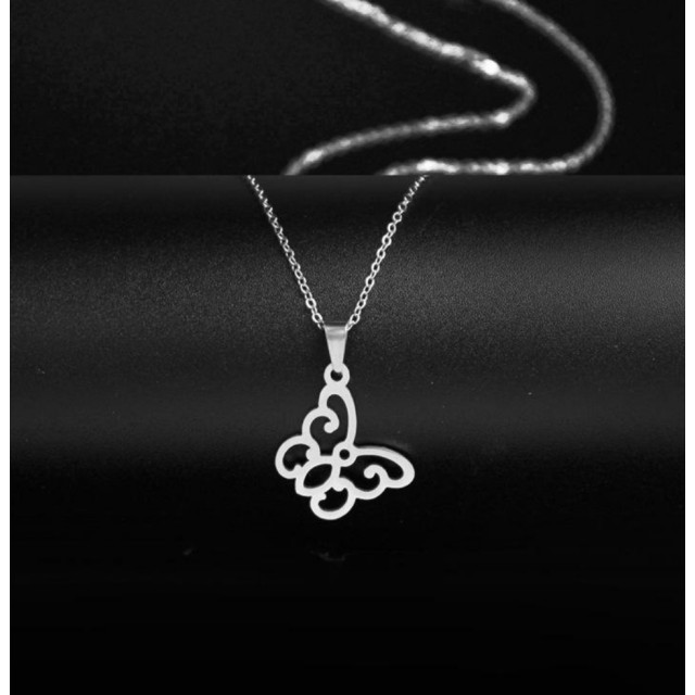 Verižica nerjaveče jeklo, z obeskom metulja