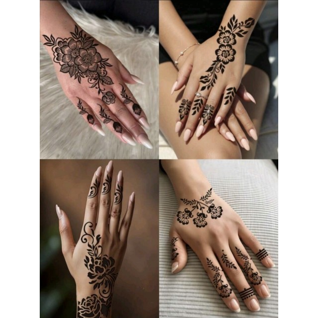 Komplet 4 začasnih tattoo nalepk z mandala potiskom 