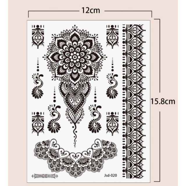 Začasna tattoo nalepka s henna mandala motivom