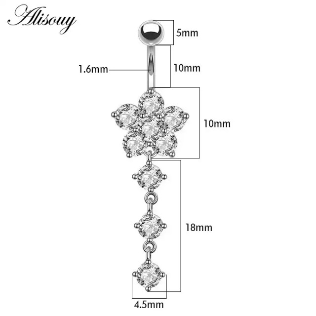 Uhan za popek z rožico,rose