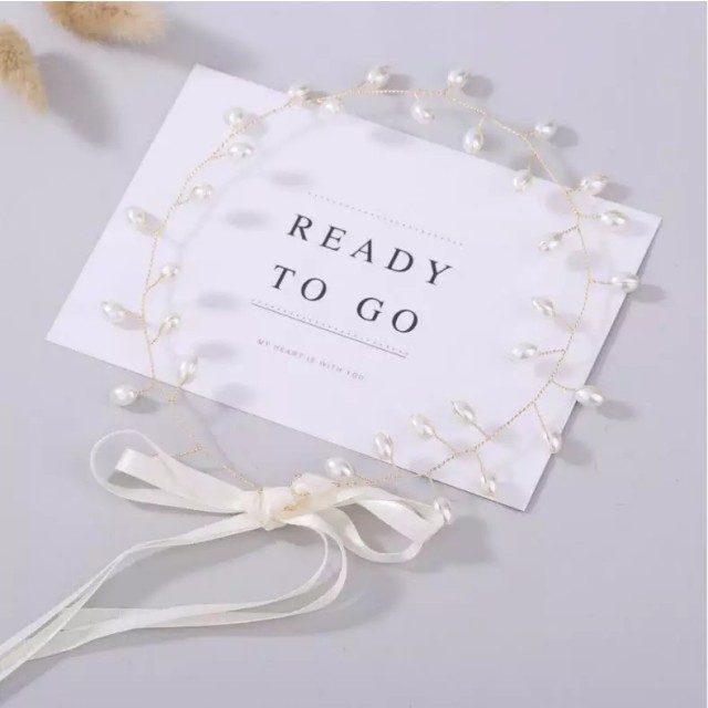 Poročni obroč za lase, s perlicami 