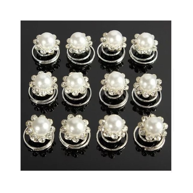 Komplet 12 špangic rožice s perlico 