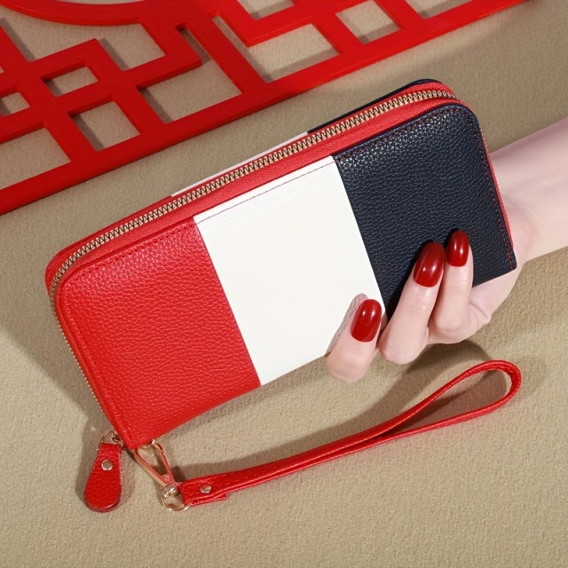 Ženska tribarvna denarnica z zadrgo