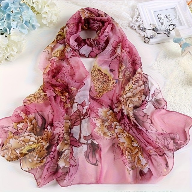 Čudovit šal s cvetličnim potiskom 5 barv