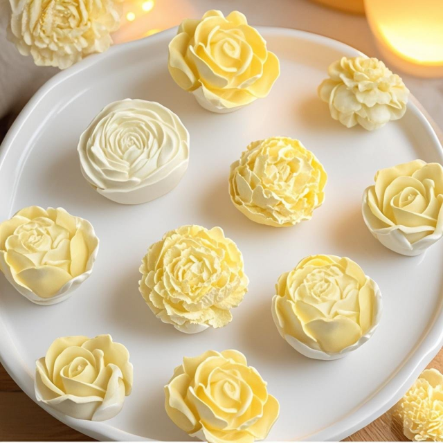 7-delni silikonski model za sveče ali mila s 3D rožami