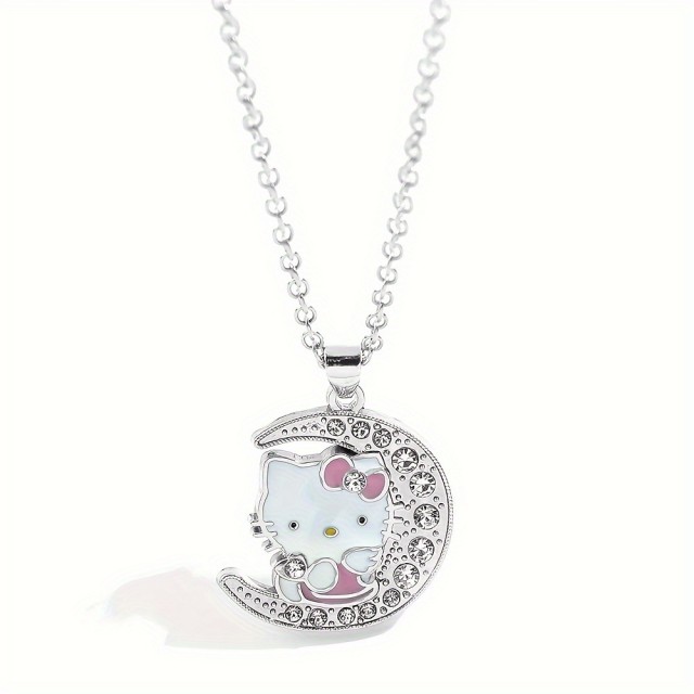 Prikupna otroška verižica z mucko na lunici Kitty