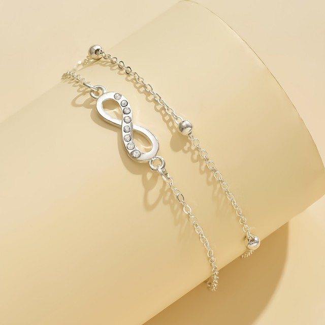 Zapestnica za nogo srebrne barve infinity obesek