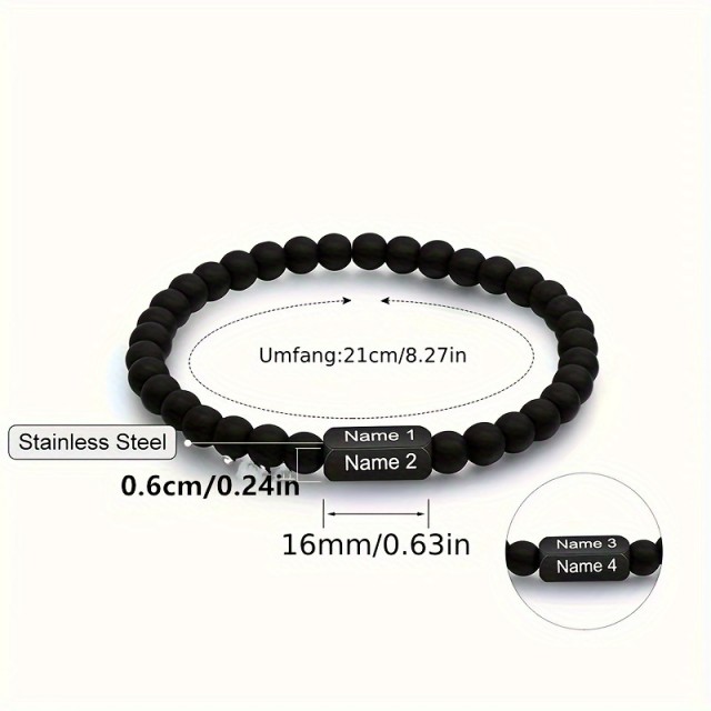 Personalizirana moška črna zapestnica z gravuro po vaši želji