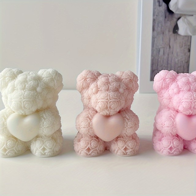 Silikonski kalup DIY v obliki medvedka z vrtnicami