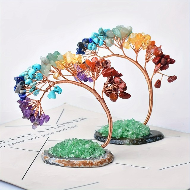 Ročno izdelano drevo življenja – Čakre naravni kristali