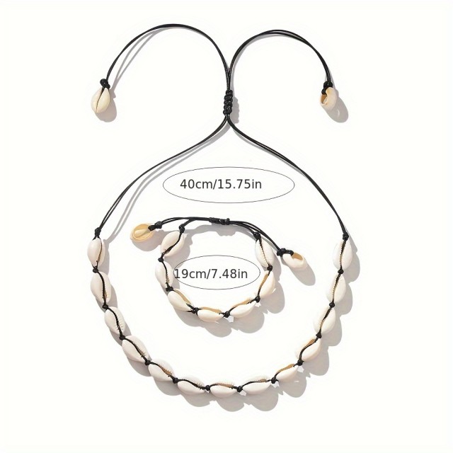 Poletni komplet ogrlice in zapestnice s školjkami 2barvi