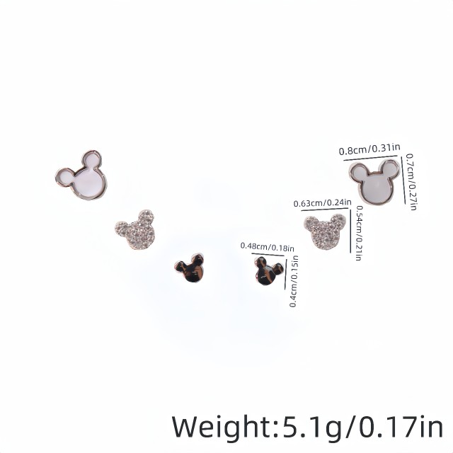 Komplet uhanov v srebrni barvi MIckey Mouse