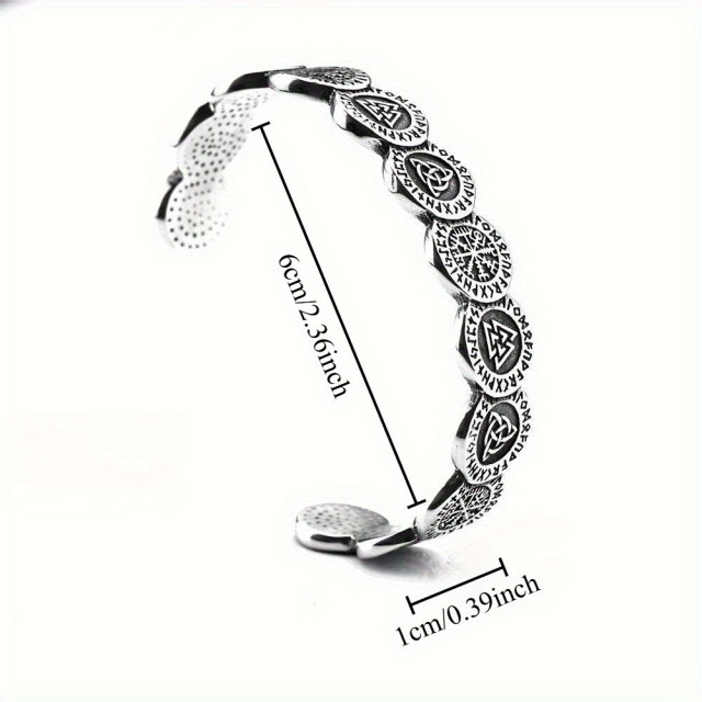 Moška vikinška odprta zapestnica z runami 