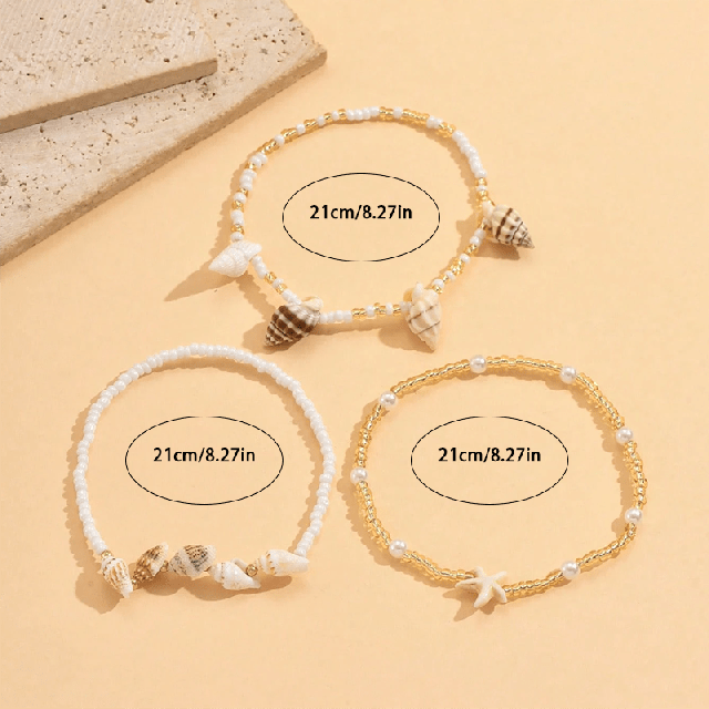 Poletni komplet zapestnic za nogo školjkice