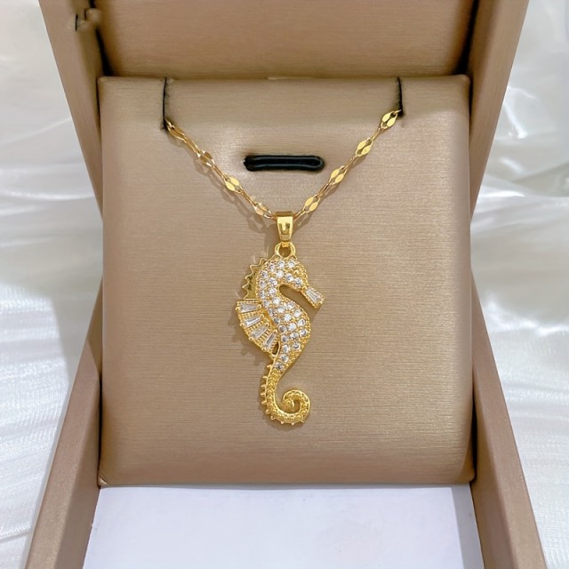 Poletna ogrlica z obeskom morskega konjička iz nerjavečega jekla