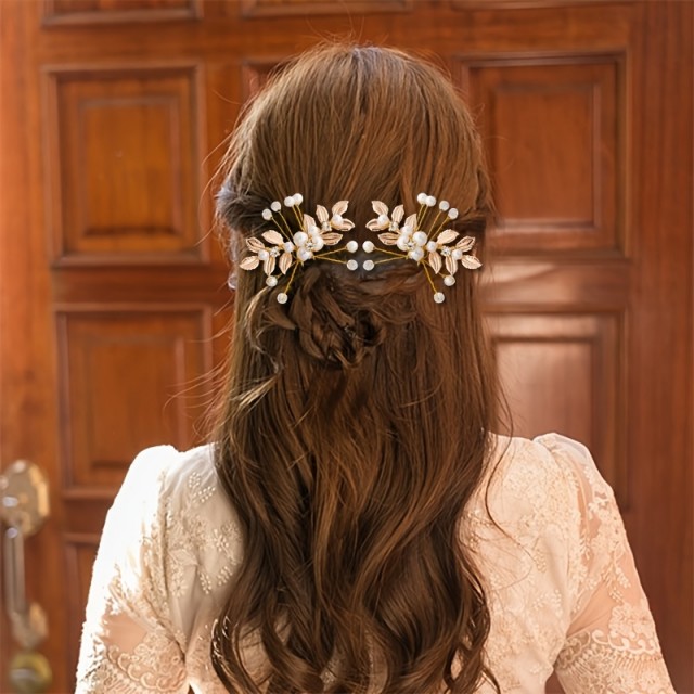 Komplet 2 elegantnih lasnic z listi in rožicami 2 barvi 