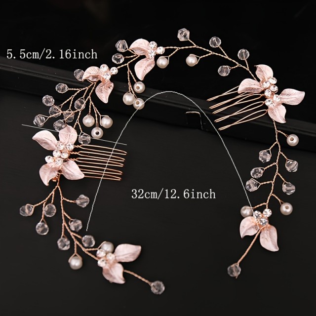 Eleganten okrasni naglavni trak iz umetnih biserov 2 barvi