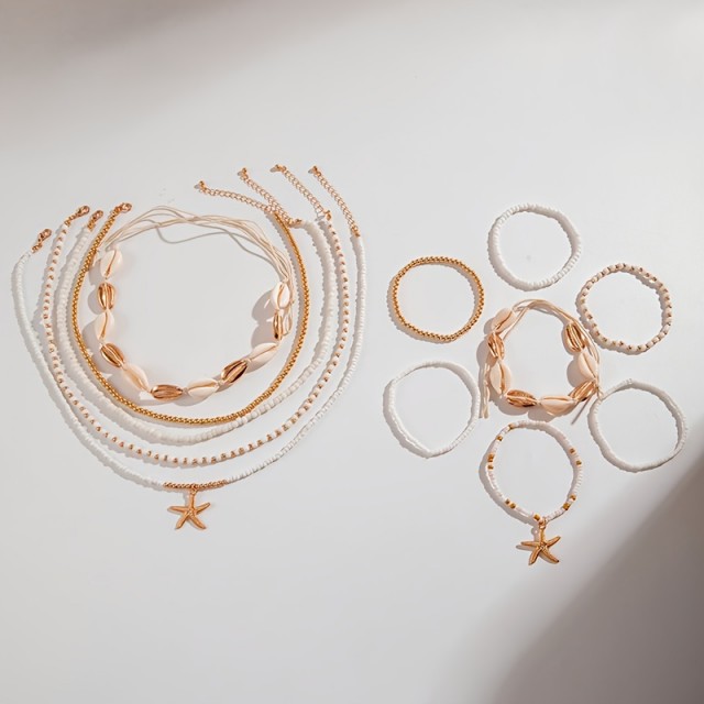 12 delni poletni komplet zapestnic in verižic