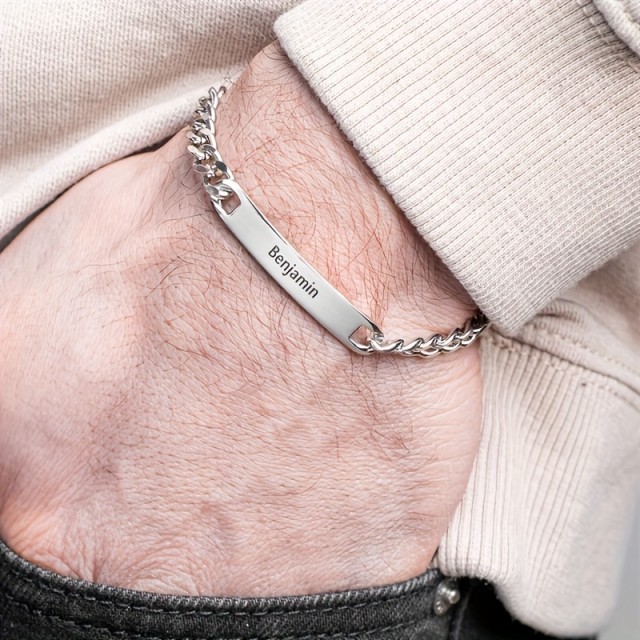 Moška personalizirana zapestnica v kubanskem stilu z gravuro po želji