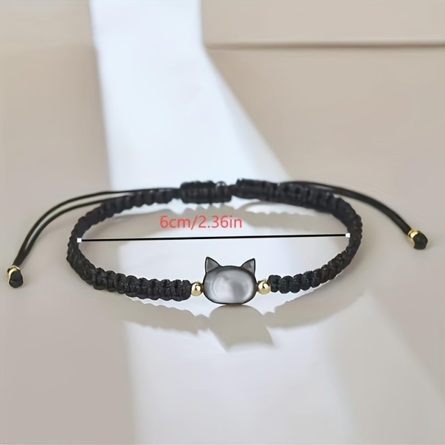 Komplet dveh zapestnic s črno in belo mucko