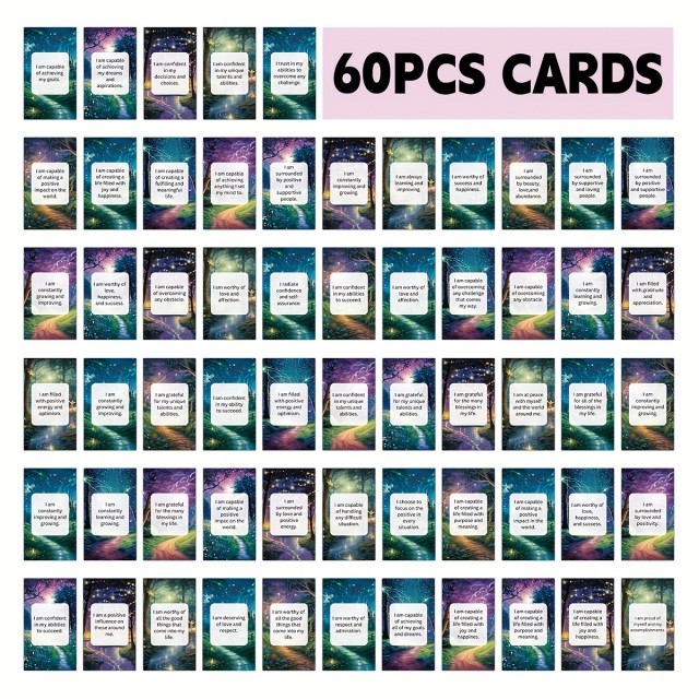 Komplet 60 motivacijskih kart - Citati z Nočnim Gozdnim Dizajnom