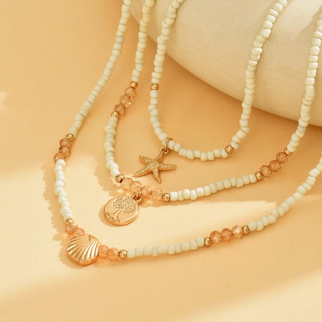 Komplet 3 poletnih verižic  drevo življenja morska zvezda školjka 2 barvi 