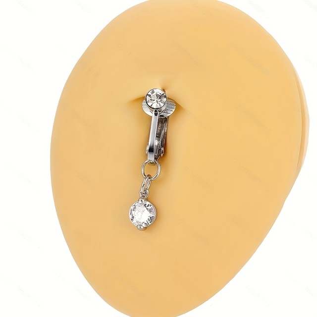 Fake uhan za popek v srebrni barvi