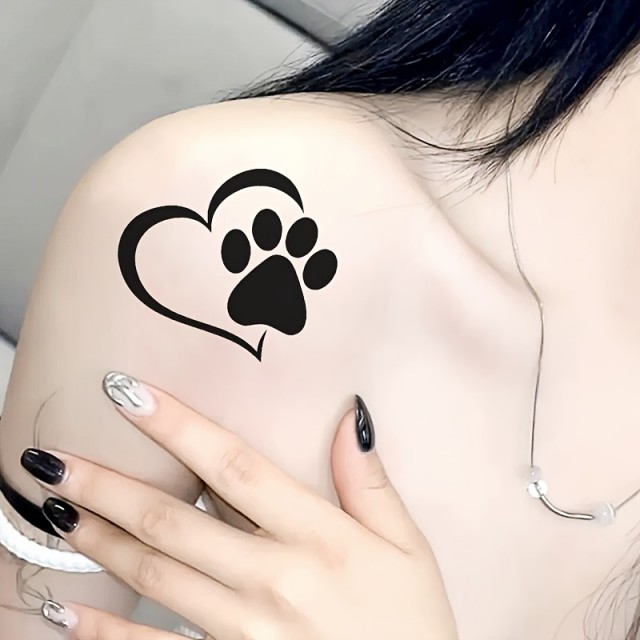 Prikupna začasna tatu nalepka z odtisom šapice