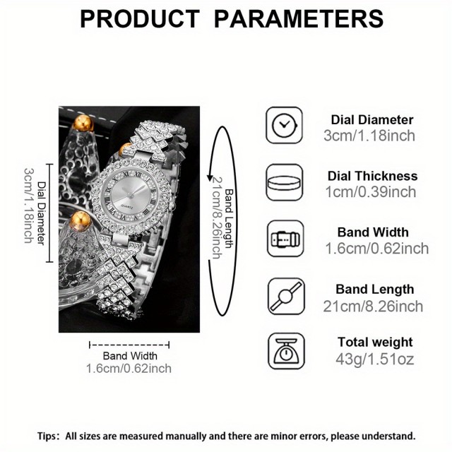 5 delni komplet s kovinsko uro in nakitom v srebrni barvi
