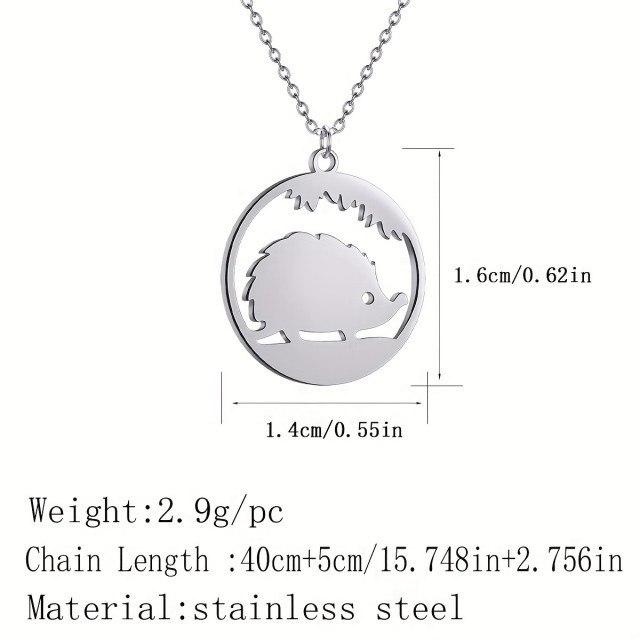 Ogrlica iz nerjavečega jekla z obeskom ježka