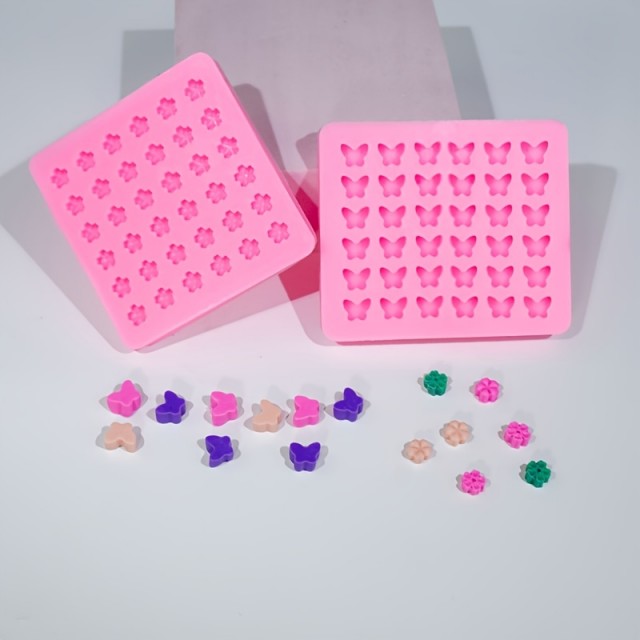 2 kosa silikonskih modelov za DIY obrt v obliki rožic in metuljev