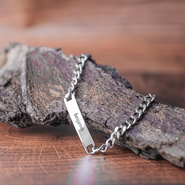 Moška personalizirana zapestnica v kubanskem stilu z gravuro po želji