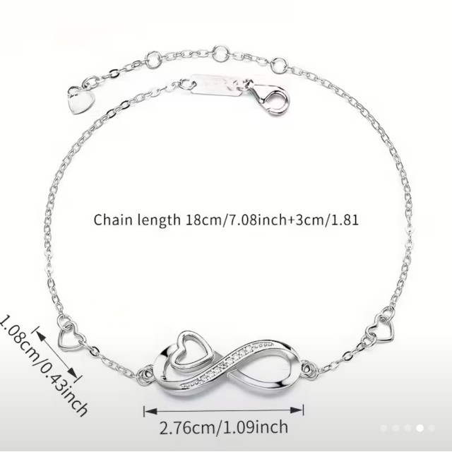 Elegantna zapestnica neskončnost s srčkom