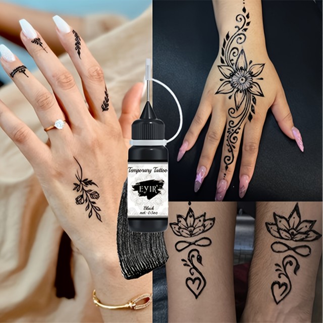 Črna tattoo barva za začasne tatuje - za risanje tatujev