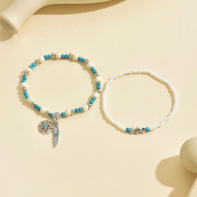 Poletni komplet zapestnic za nogo – boho stil 2 kosa